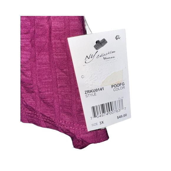 NWT Ny Collection Women's Ripped Top 3X Asymmetrical Lace Purple Fairy Work - Picture 4 of 6